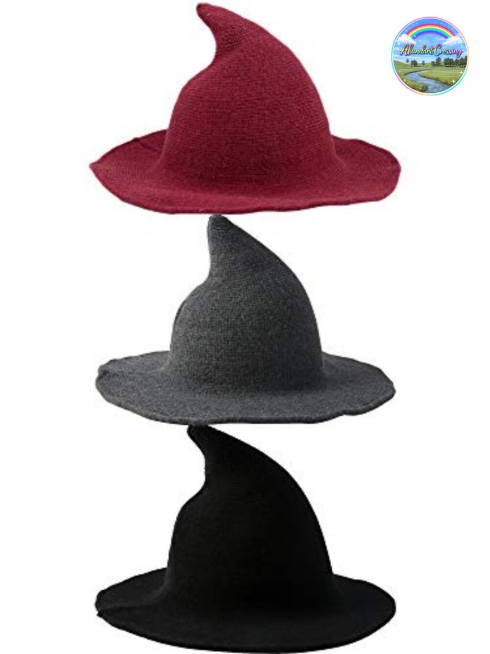 3 Pack Wool Blend Witch Hats One Size Halloween Cosplay Costume Accessory